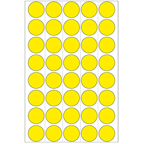 Office Pack Multi-purpose Labels Round 19mm Yellow (2251)