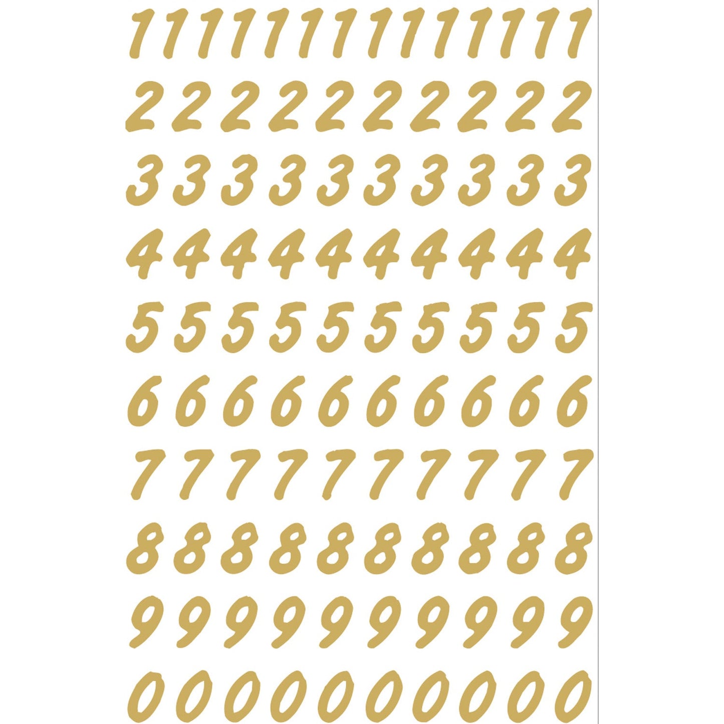 Numbers 8 mm 0-9 weatherproof Transparent foil Gold (4151)