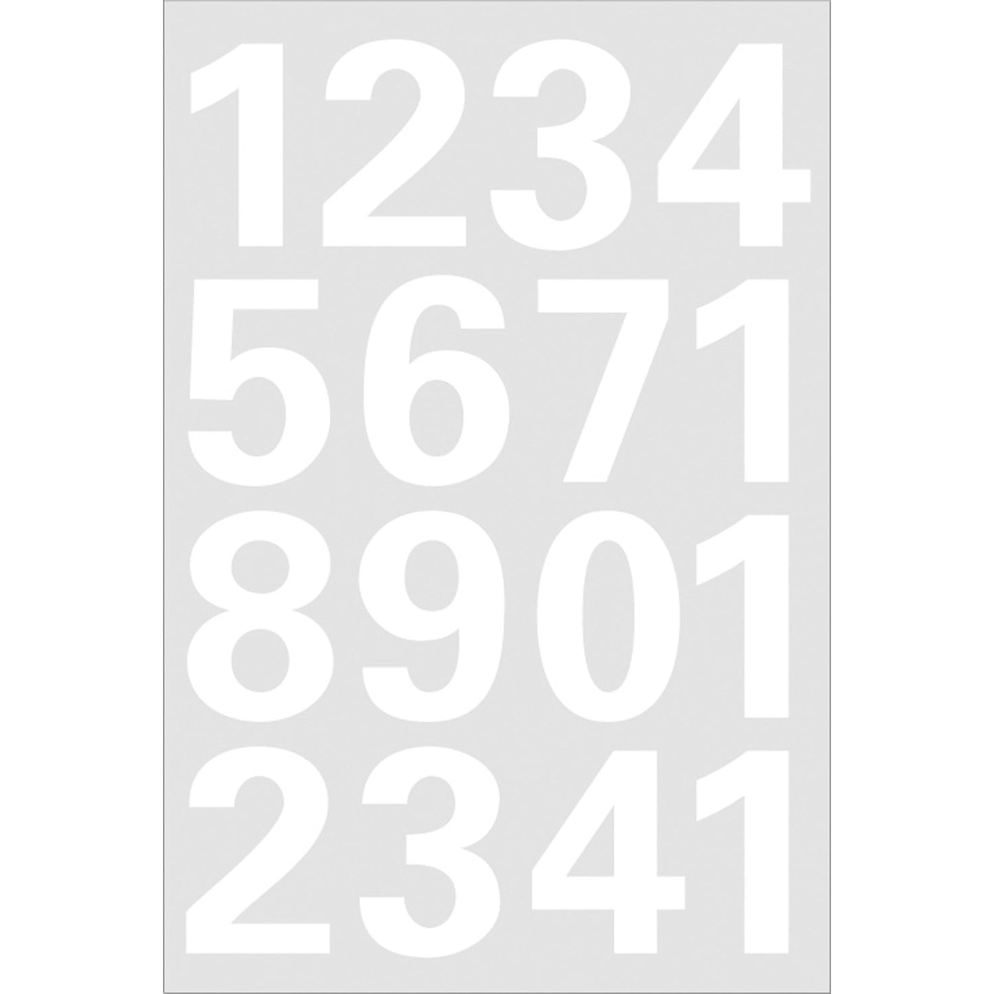 Numbers 25 mm 0-9 weatherproof film White (4170)