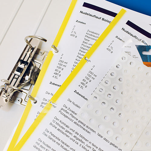 Reinforcement rings self-adhesive on rolls Ø 12 mm transparent 500 pcs (5898)