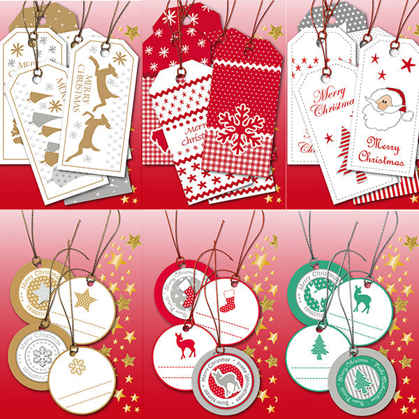 Gift tags Merry Christmas 8 x 4 cm, White (15273)