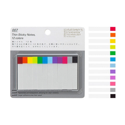 Thin Sticky Notes 12 colors