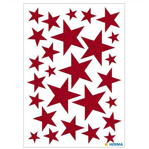 Stickers Stars Red, Glittery