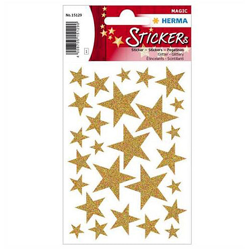 Stickers Stars Gold, Glittery (15129)