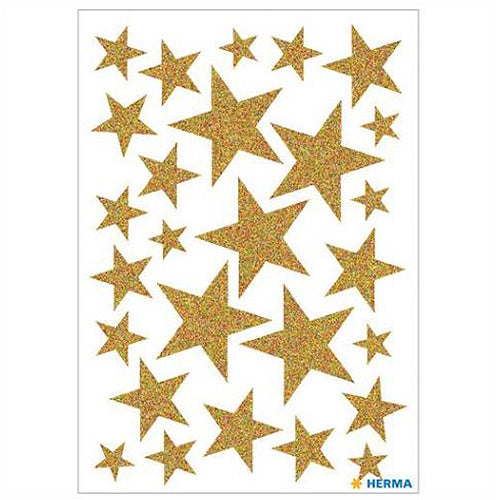 Stickers Stars Gold, Glittery (15129)
