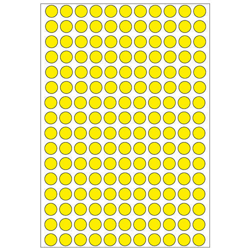 Office Pack Multi-purpose Labels Round 8mm Yellow (2211)