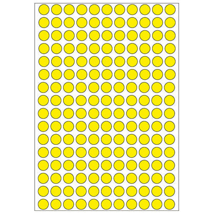 Office Pack Multi-purpose Labels Round 8mm Yellow (2211)