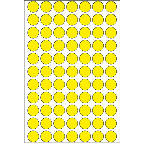 Office Pack Multi-purpose Labels Round 13mm Yellow (2231)