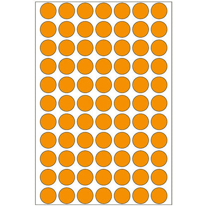 Office Pack Multi-purpose Labels Round 13mm Luminous Orange (2234)