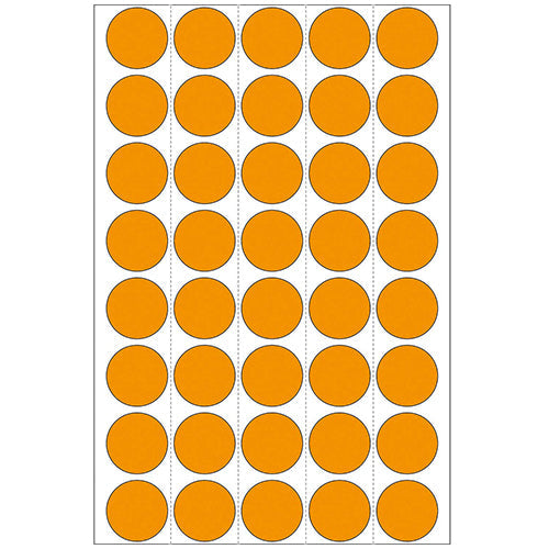 Office Pack Multi-purpose Labels Round 19mm Luminous Orange (2254)