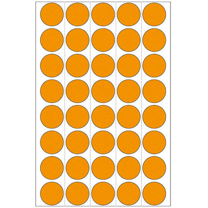 Office Pack Multi-purpose Labels Round 19mm Luminous Orange (2254)
