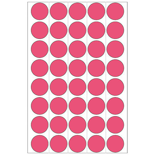 Office Pack Multi-purpose Labels Round 19mm Luminous Red (2256)