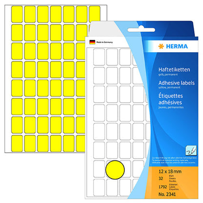 Office Pack Multi-purpose Labels 12 x 18mm Yellow (2341)