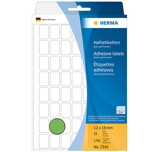 Office Pack Multi-purpose Labels 12 x 8mm Green (2345)