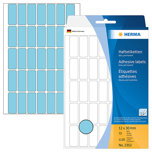 Office Pack Multi-purpose Labels 12 x 30mm Blue (2353)