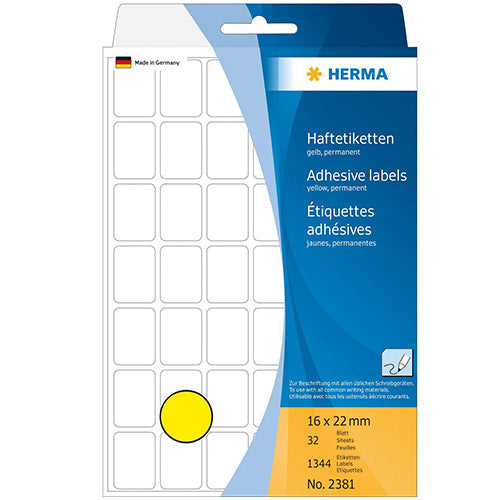Office Pack Multi-purpose Labels 16 x 22mm Yellow (2381)