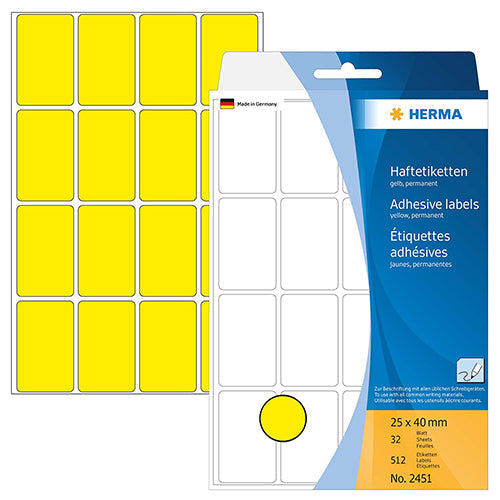 Office Pack Multi-purpose Labels 25 x 40mm Yellow (2451)