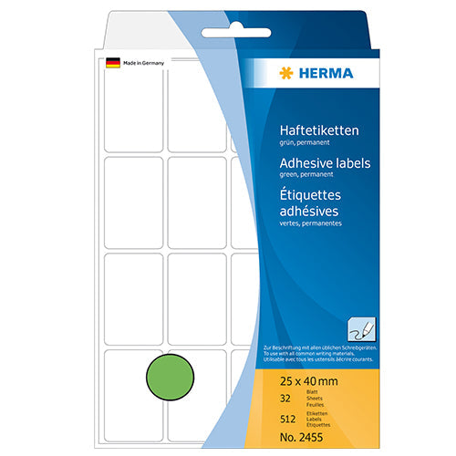 Office Pack Multi-purpose Labels 25 x 40mm Green (2455)