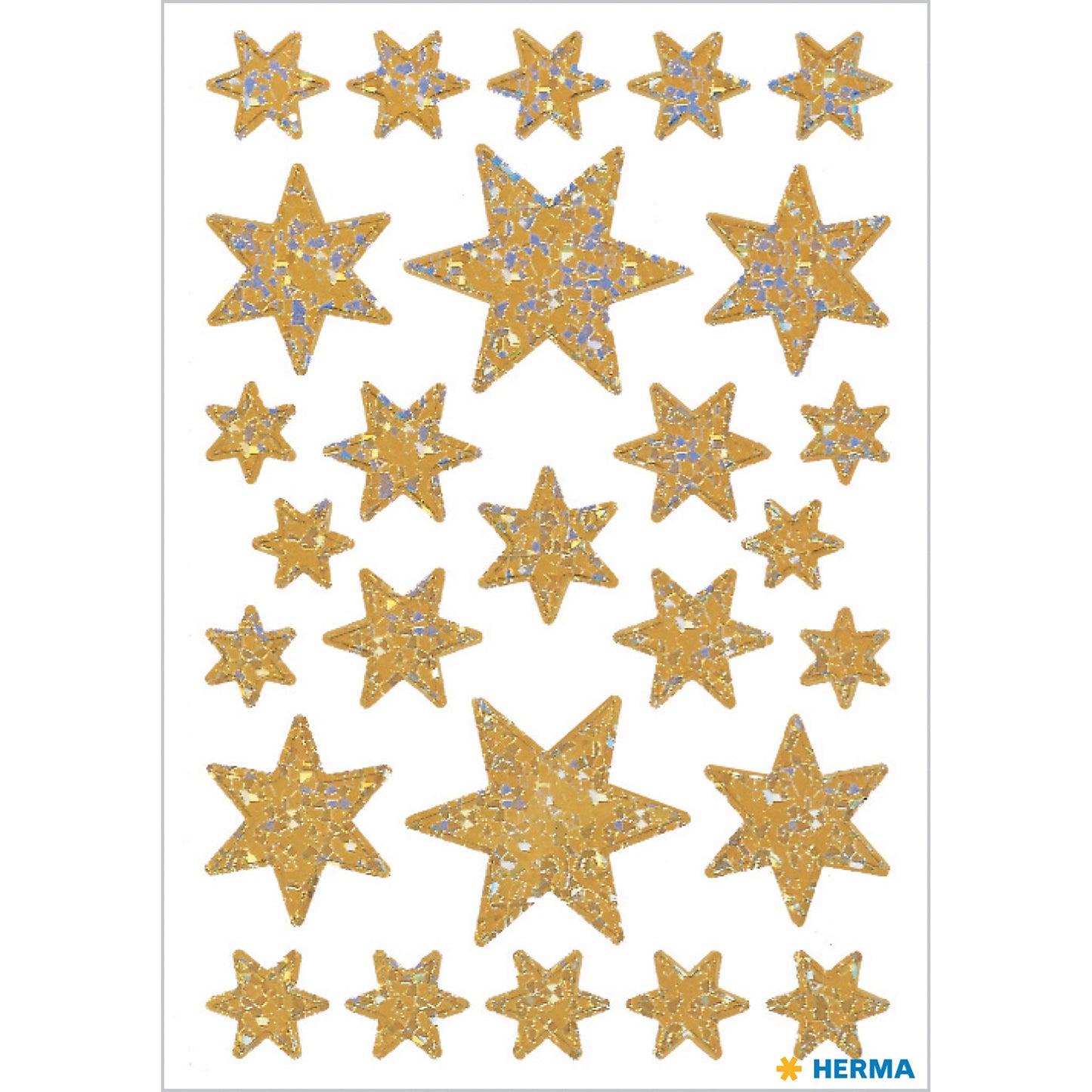 Stickers stars 6-pointed, Gold pearlized film (3916)