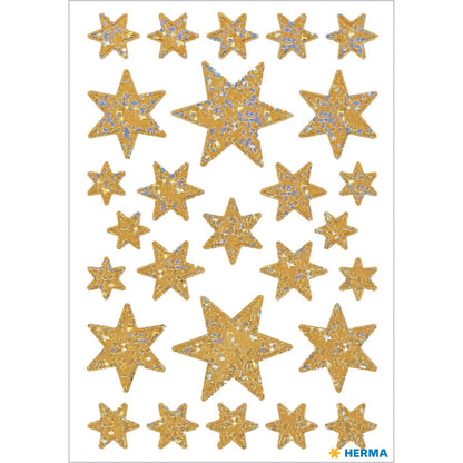 Stickers stars 6-pointed, Gold pearlized film (3916)