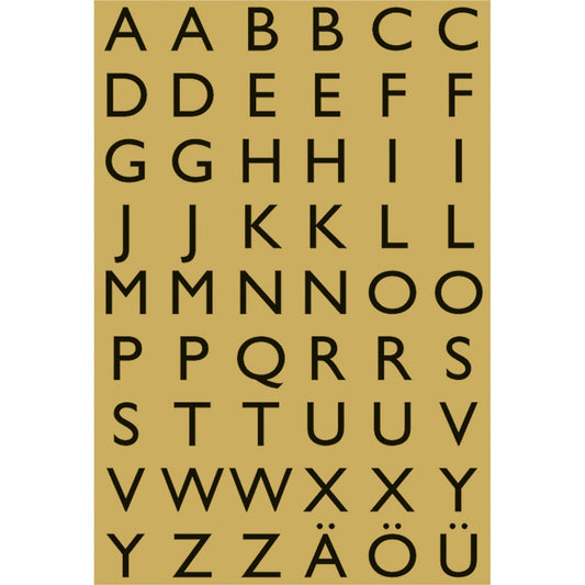 Letters 13x12 mm A-Z Gold foil Black (4145)