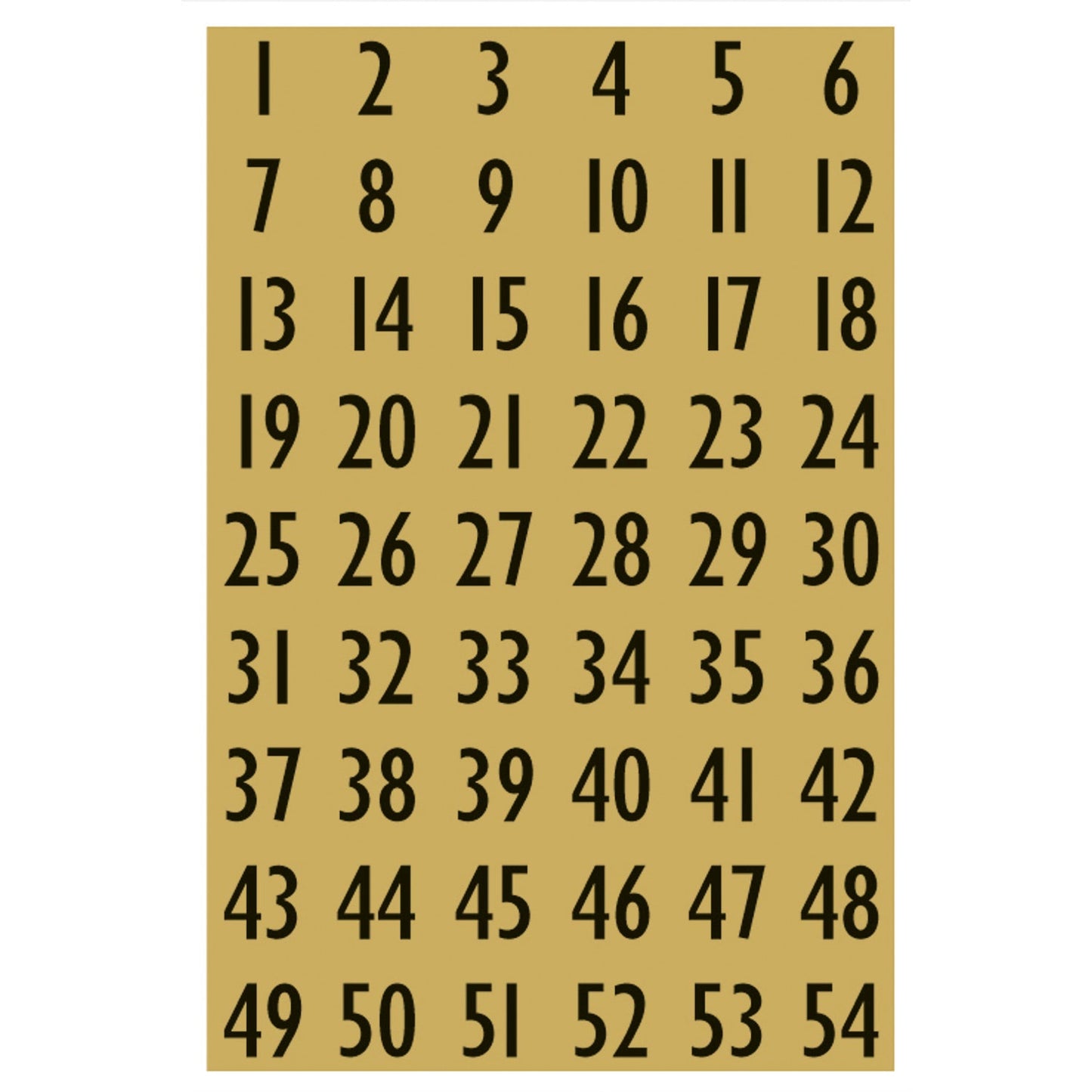 Numbers 13x12 mm 1-100 Gold foil Black (4146)