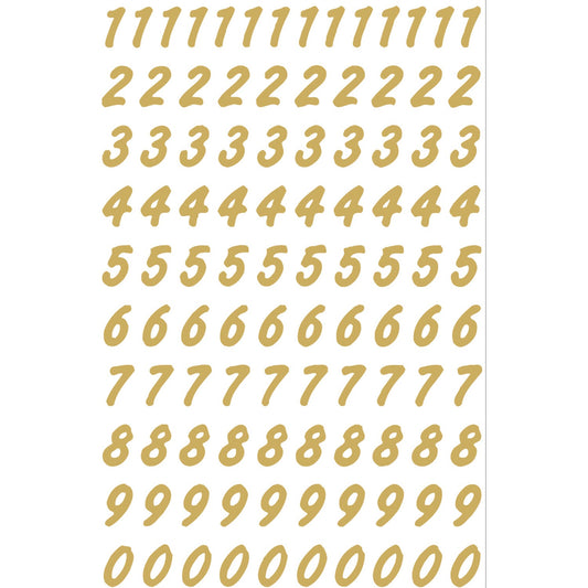 Numbers 8 mm 0-9 weatherproof Transparent foil Gold (4151)