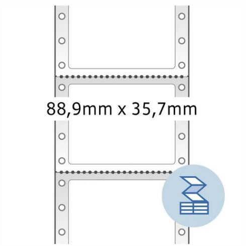 Continuous computer labels, 88,9 x 35,7 mm, 1 row, white, permanent adhesion (8211)