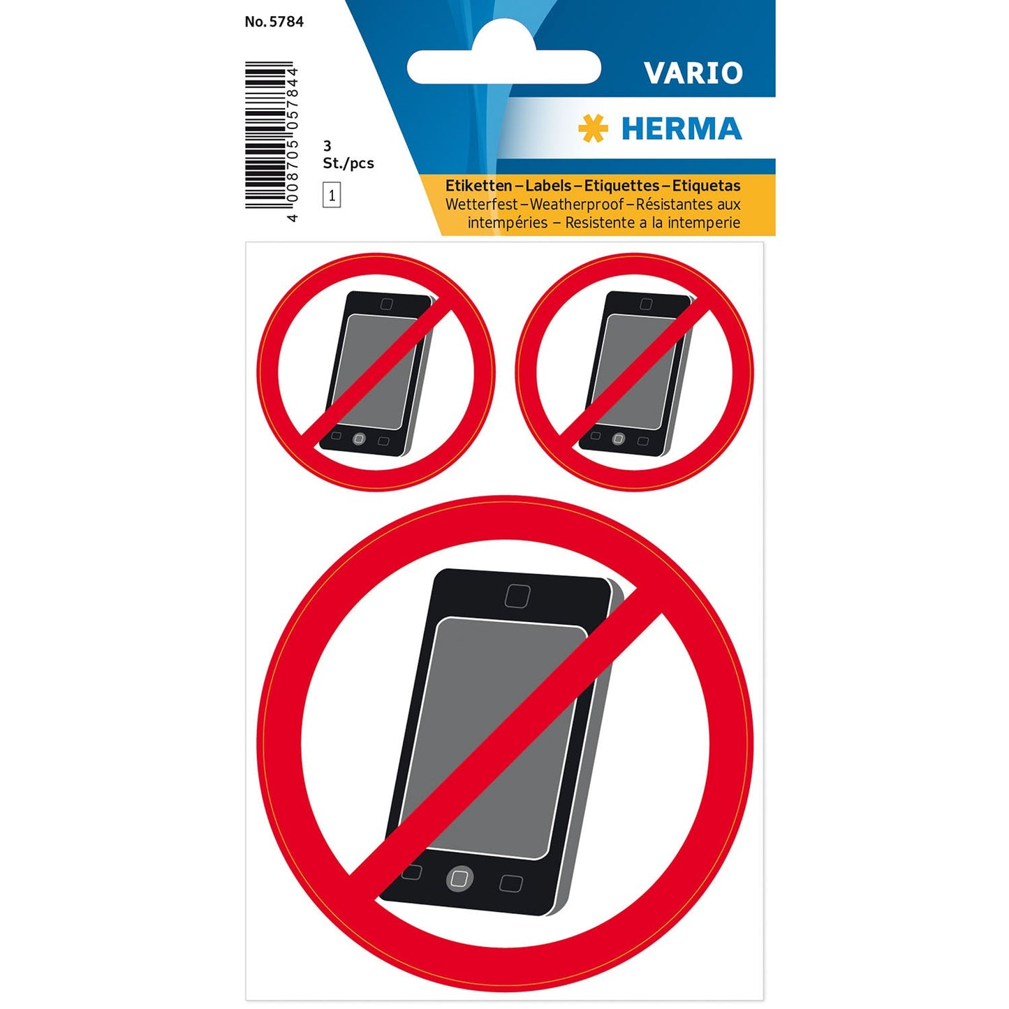Information label 'no mobile' weatherproof (5784)
