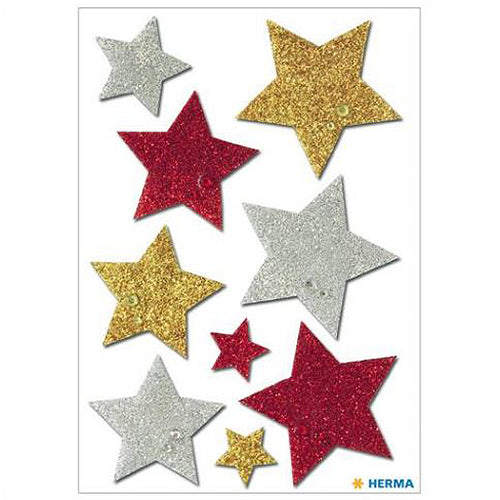 Stickers Multicoloured Stars, Glittery (6528)