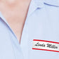 Name Labels 54x19 mm White/Red Stripes Removable Artificial Silk (1902)