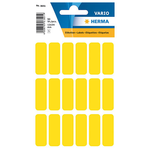 Multi-purpose Labels 12 x 34mm Yellow (3651)