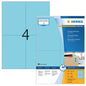 Coloured Labels A4, 105 x 148 mm, Blue, Permanent Adhesion (4398)