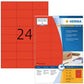 Coloured Labels A4, 70 x 37 mm, Red, Permanent Adhesion (4407)