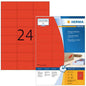 Coloured Labels A4, 70 x 37 mm, Red, Permanent Adhesion (4407)